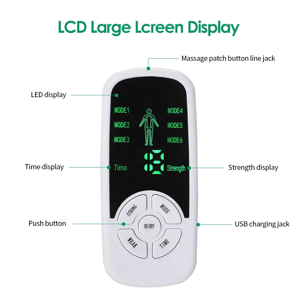 Hailicare TENS EMS Electric Muscle Stimulator – Digital Pulse Massager, 6 Modes, Back Neck Shoulder Relief