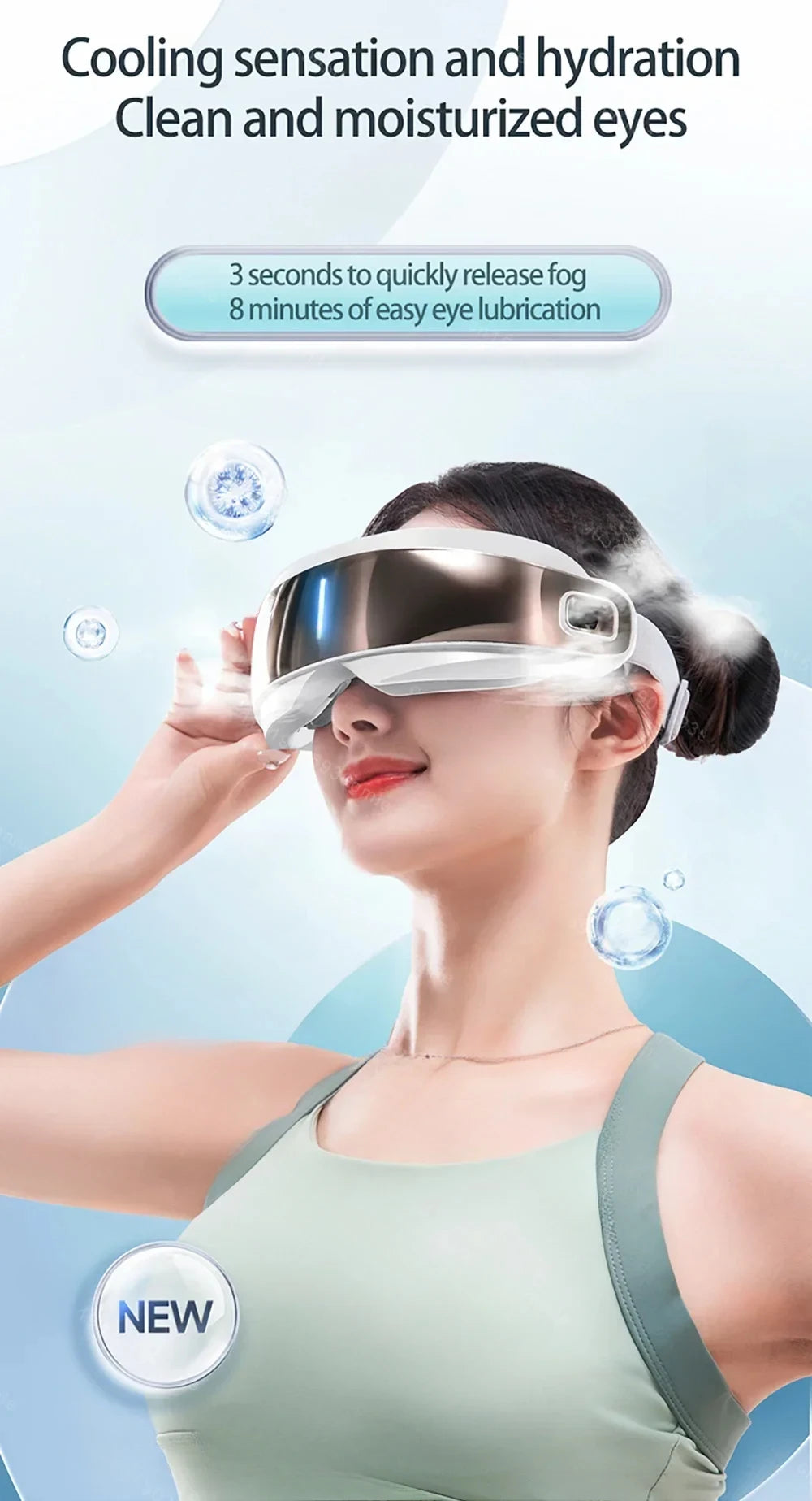 BXA Steam Eye Massager Warm Spa – Kneading Acupressure Massage Heat and Bluetooth Relaxation Aid