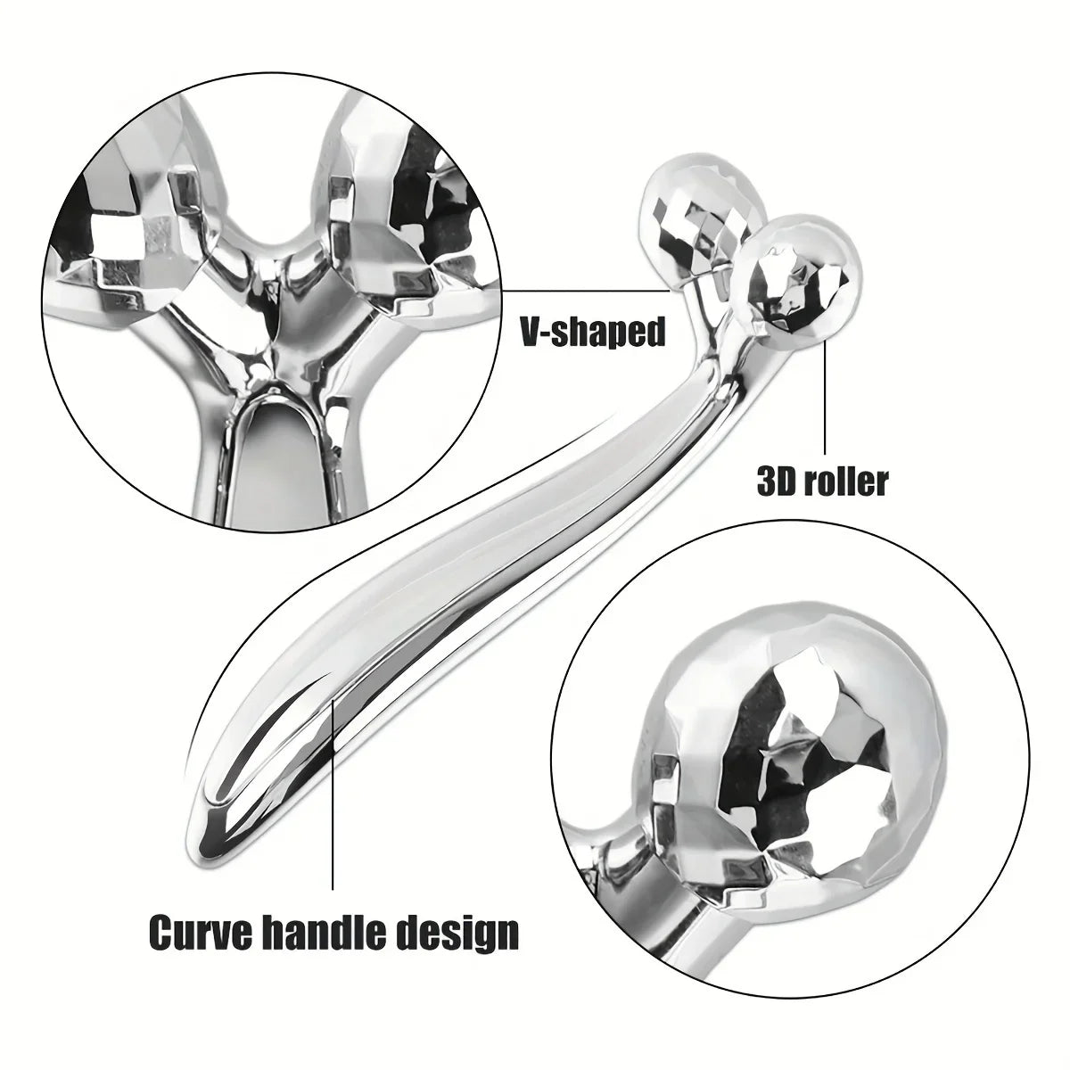 SUOJI Stainless Steel Gua Sha & 3D Roller Massager – Eye Tool, Face Contouring, Dark Circle Appearance