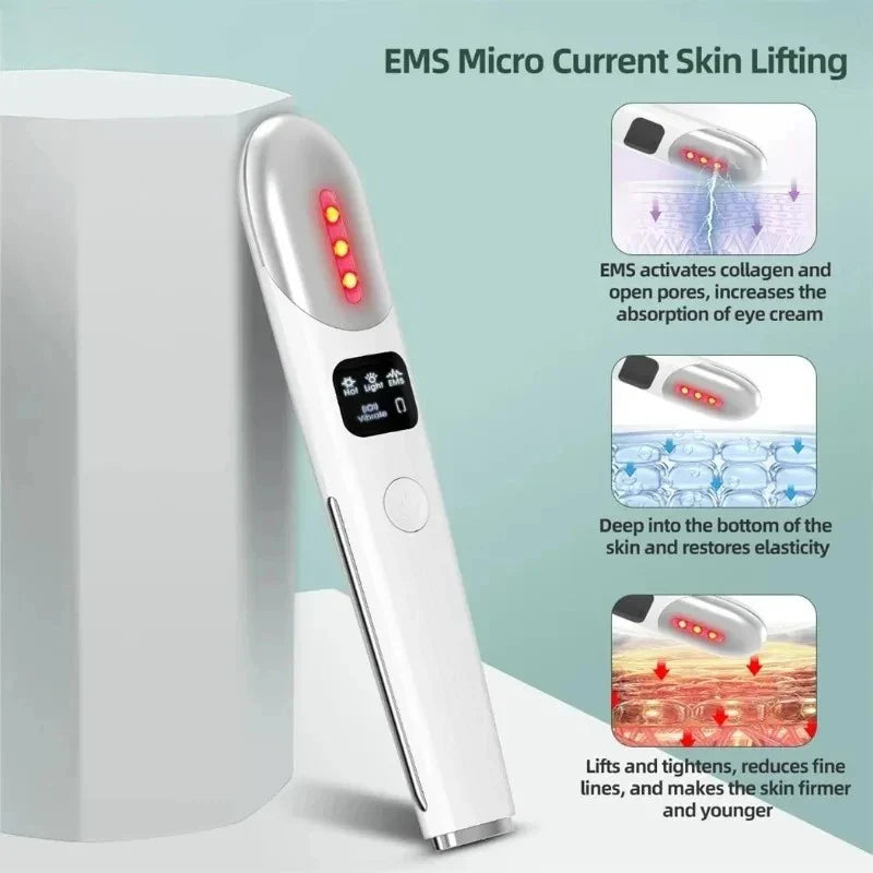 miitina EMS Microcurrent Facial Wand – Red Light, Heat, Vibration, Anti-Wrinkle Appearance, USB Rechargeable