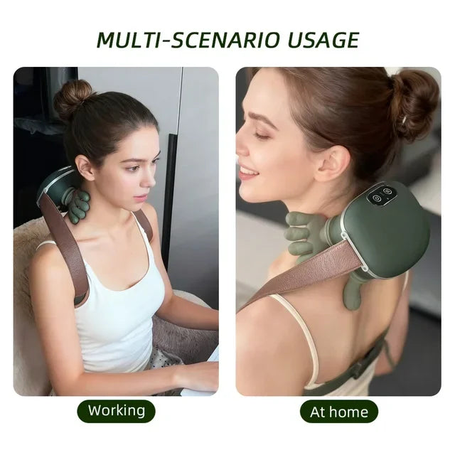 Selfika Wireless Finger-Simulated Neck and Shoulder Massager with Brushless Motor & Heat