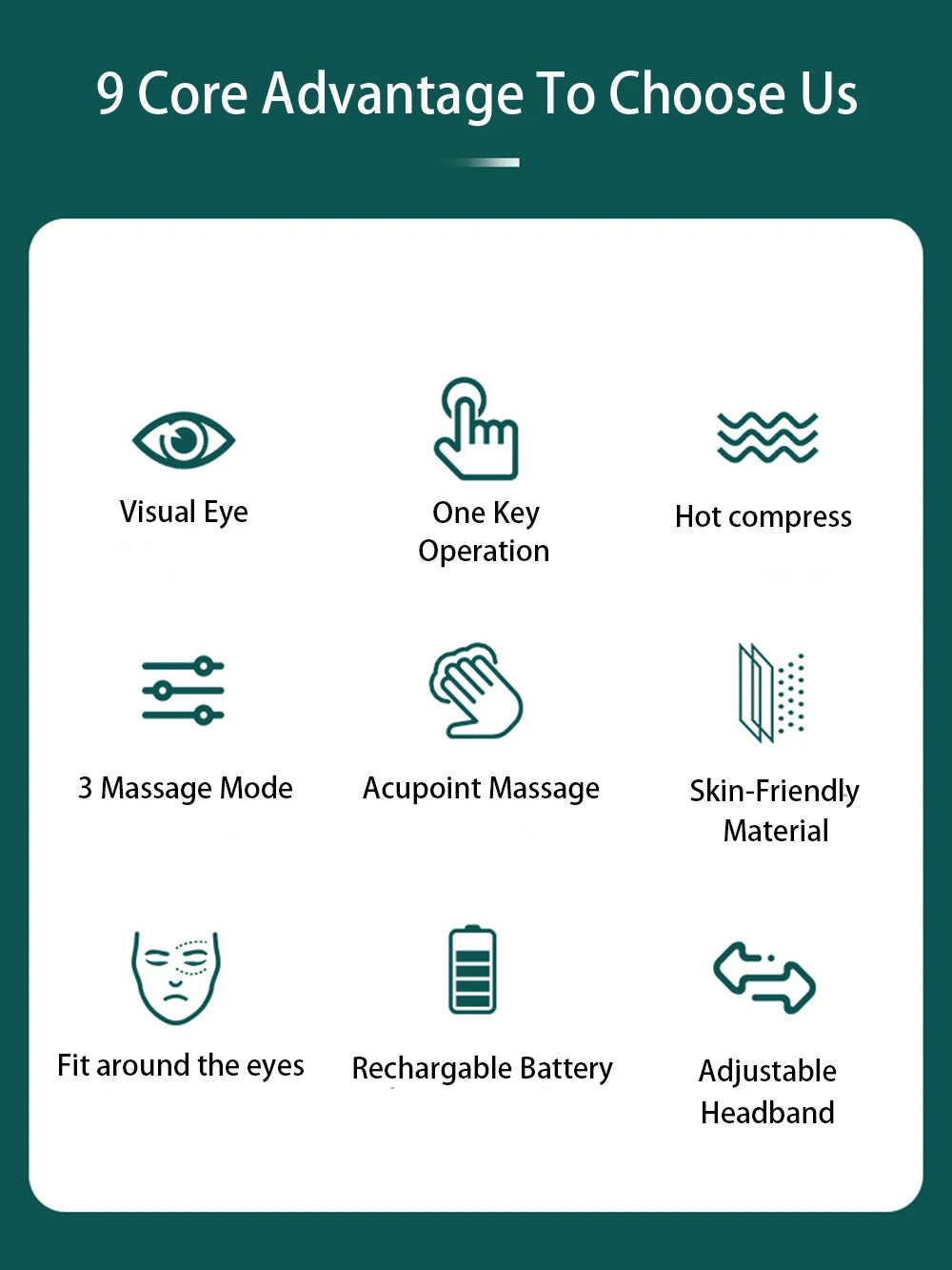 HEBTIGER Electric Eye Massager with Graphene Heating and Acupressure for Deep Relaxation