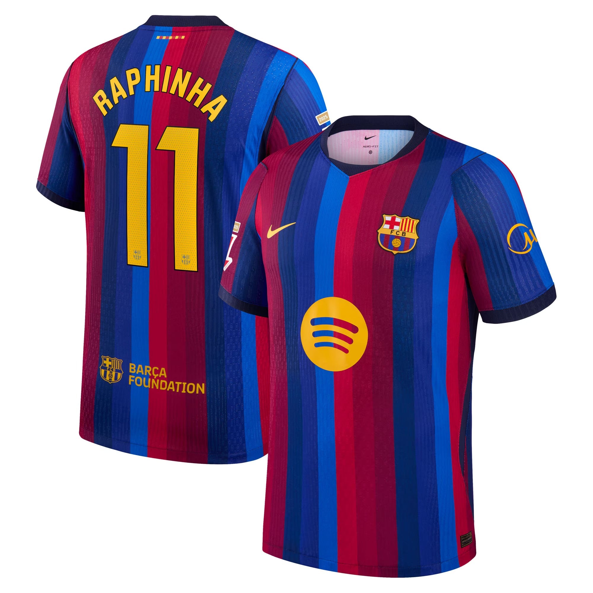 Selfika™ Barcelona Edition Raphinha #11 Stripe Knit Top – Men's Player Apparel