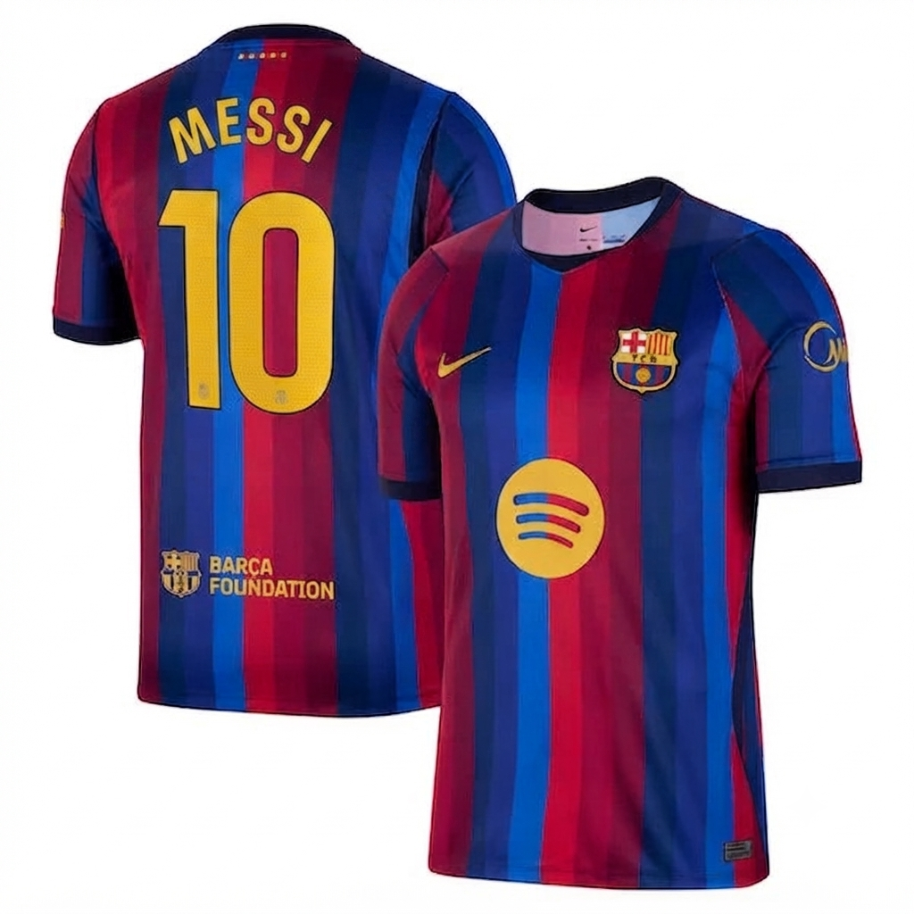 Selfika™ Barcelona Legacy Tapestry Tech Top – Men's Red & Blue Player Sport Jersey (Messi #10)