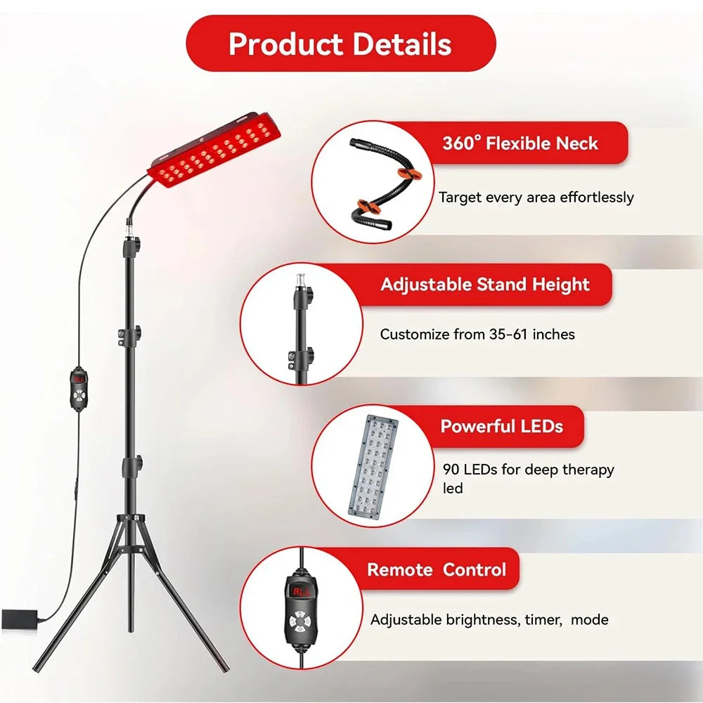 Selfika™ Clinical-Grade Red Light Therapy Lamp – 660nm & 850nm Deep-Penetrating LED Device for Pain Relief & Skin Rejuvenation