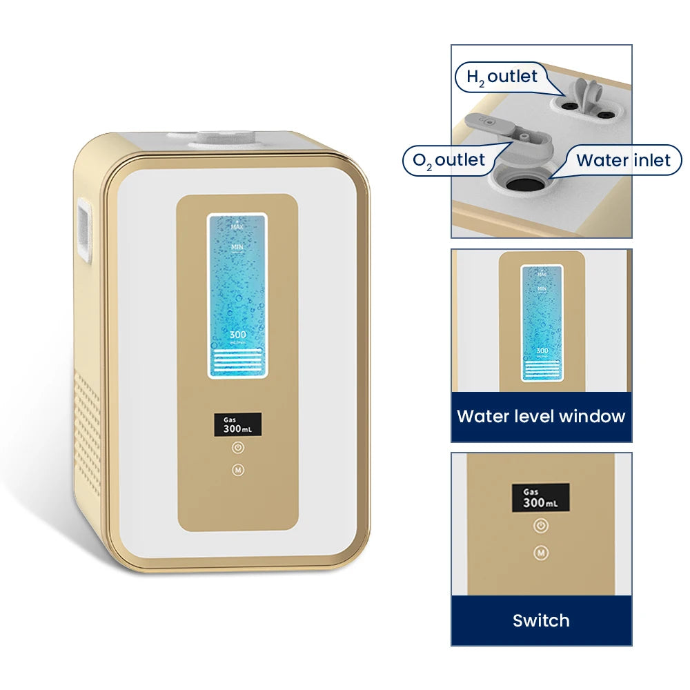 Selfika™ High-Purity Hydrogen Water Generator – 300ml/min H2 & O2 Dual-Outlet System with PEM Technology