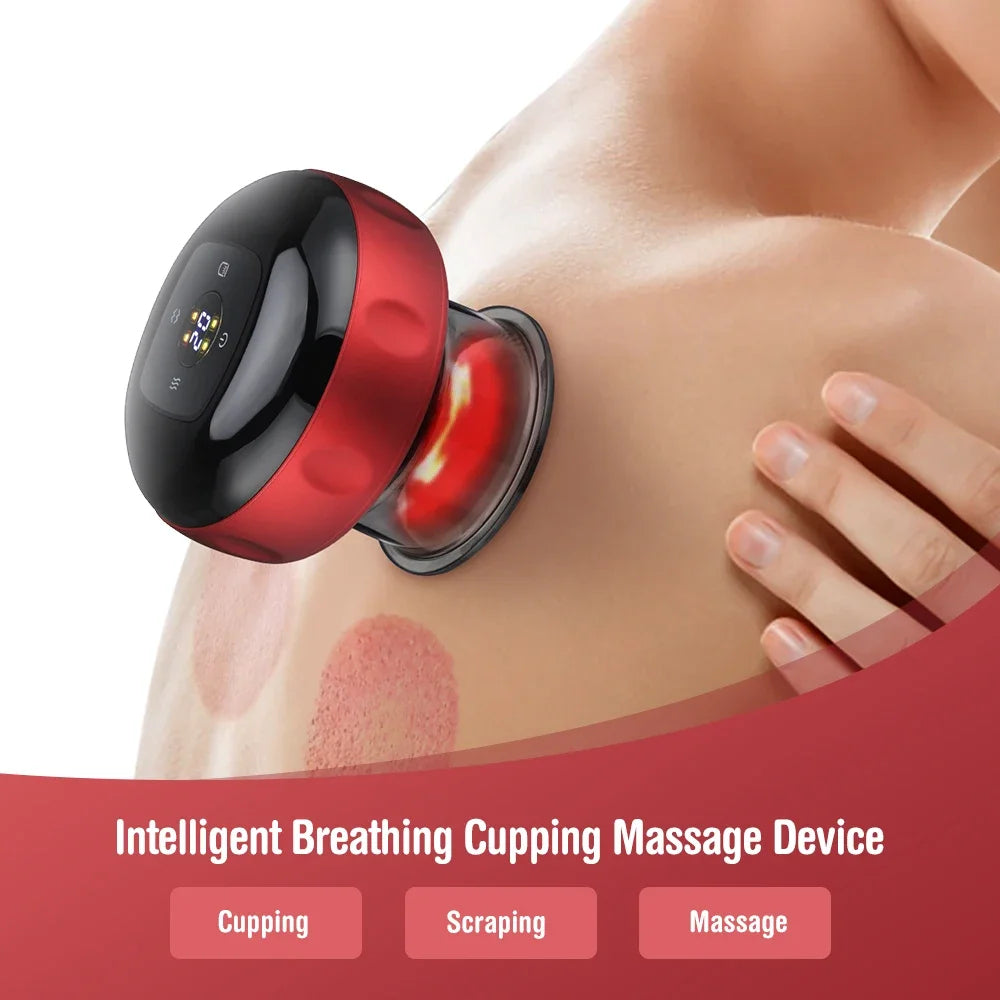 Selfika™ Intelligent Electric Vacuum Cupping Massager – 12-Level Red Light Heating & Dynamic Suction Device for Gua Sha and Pain Relief