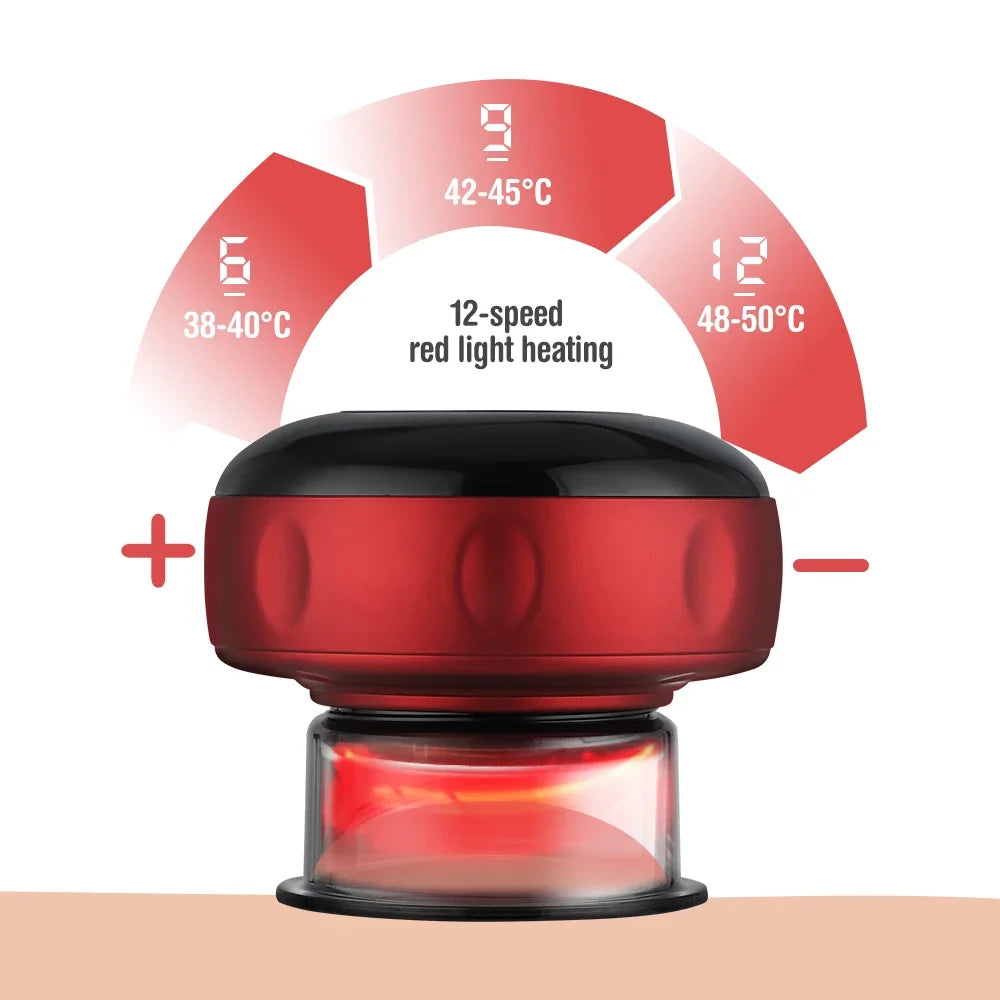 Selfika™ Intelligent Electric Vacuum Cupping Massager – 12-Level Red Light Heating & Dynamic Suction Device for Gua Sha and Pain Relief