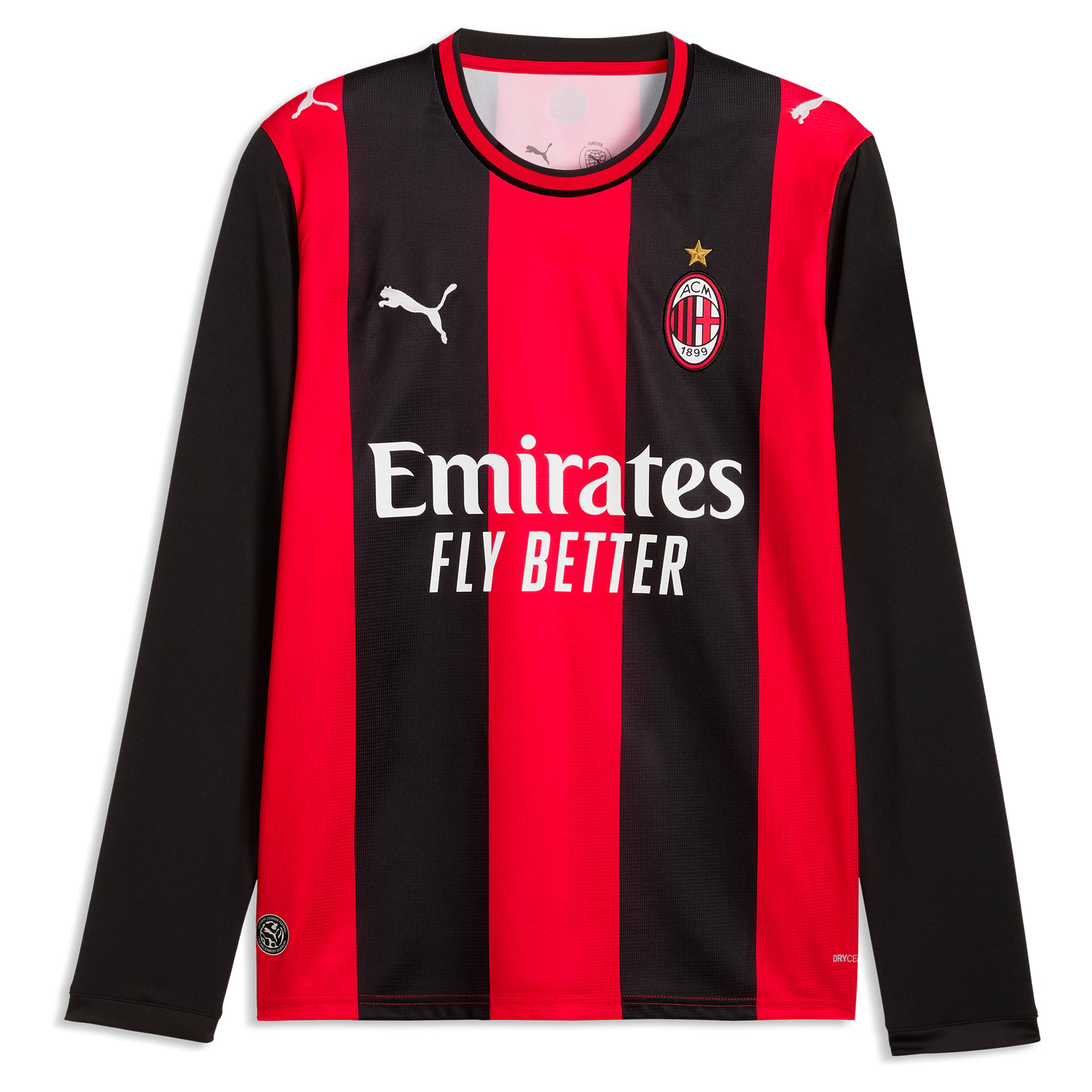 Selfika™ Ac Milan Classic Black & Red Long Sleeve Soccer Jersey - Men's Official 2026/27 Home Sport Top