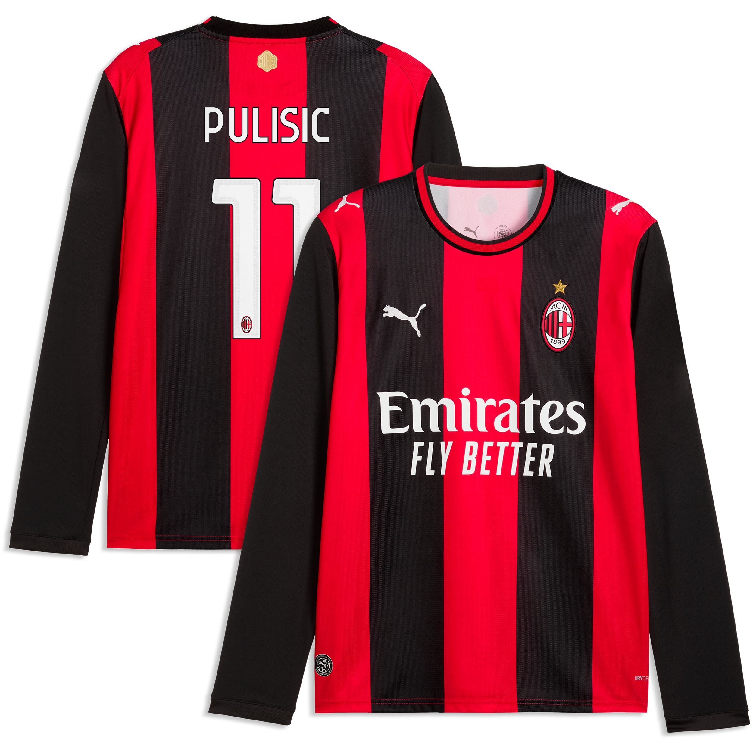 Selfika™ Ac Milan Classic Black & Red Long Sleeve Soccer Jersey - Men's Official 2026/27 Home Sport Top