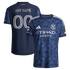 Selfika™ New York Gotham Edition Unisphere Mesh Top – Men's Blue Custom Name & Number Sport Top