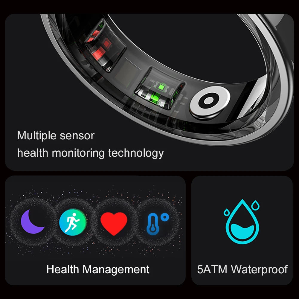 Selfika™ Smart Ring with Charging Case – Titanium Steel Health Tracker for Sleep, Body Temperature & Activity Monitoring (5ATM Waterproof)