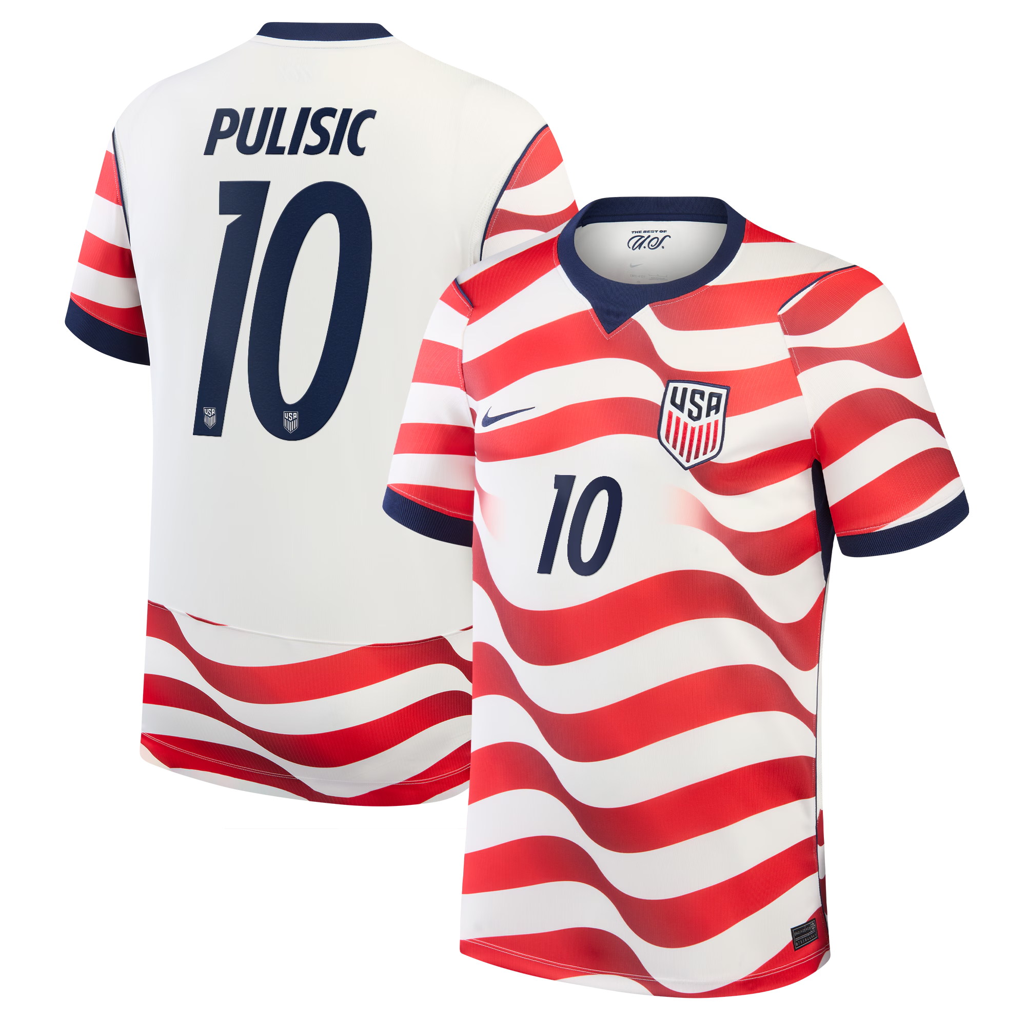 Selfika™ USA Classic Red White & Blue Soccer Jersey - Player Edition (Pulisic #10)