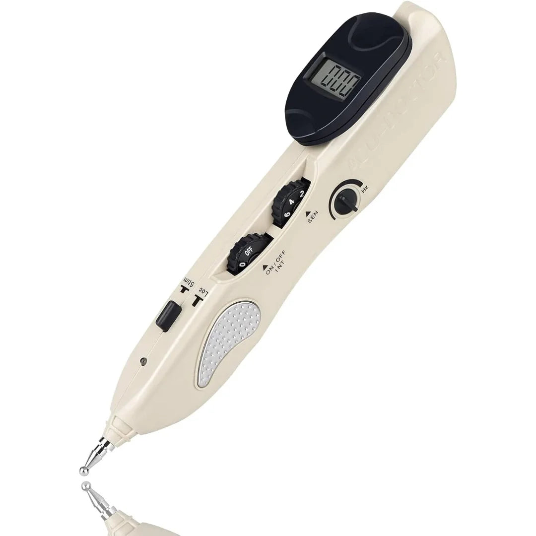 Generic Electronic Pulse Massager Pen – Rechargeable, 3 Interchangeable Massage Heads, Acupoint Locator