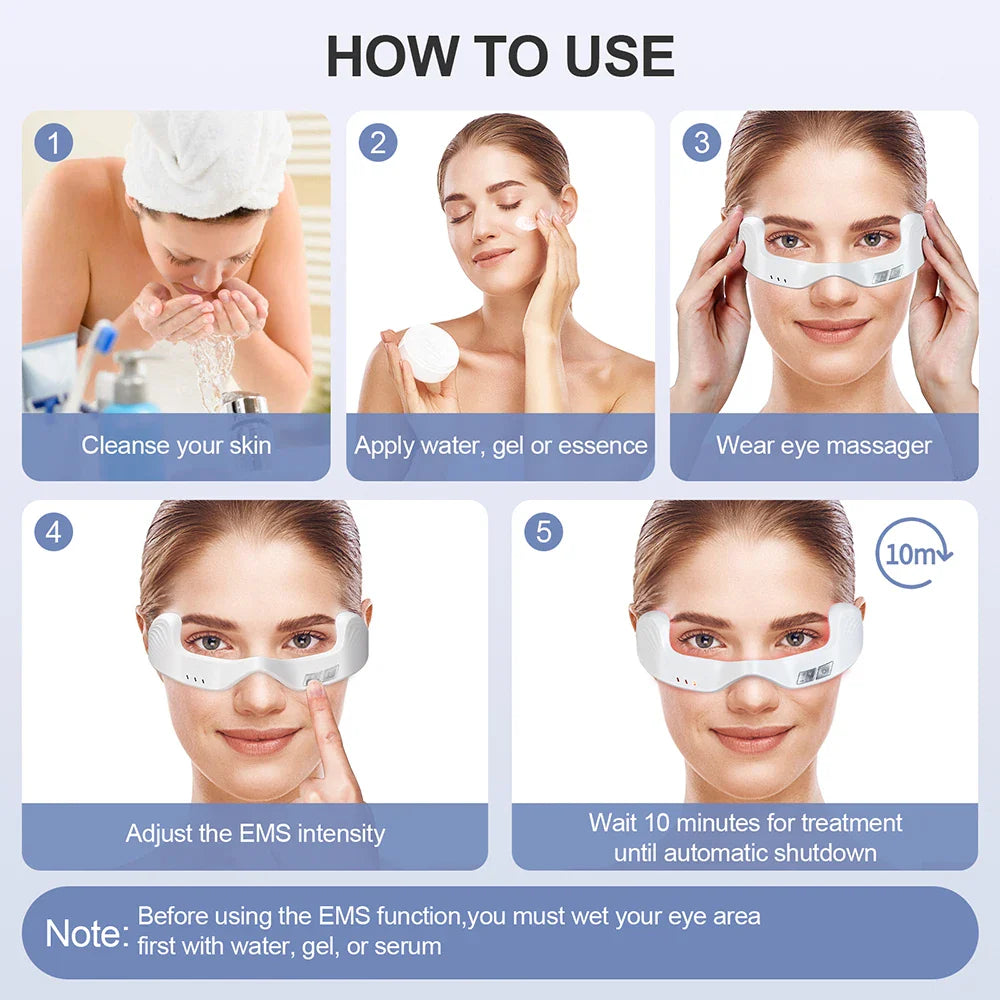 foreverlily Electric Eye Massager Glasses – EMS Microcurrent, Red Light, Warmth, Fatigue Relief