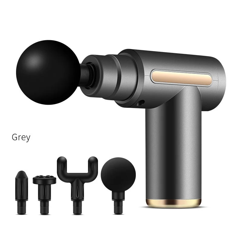 Selfika™ Portable LED Touch Screen Fascia Gun – Deep Tissue Percussion Massager with 4 Replaceable Heads for Muscle Recovery