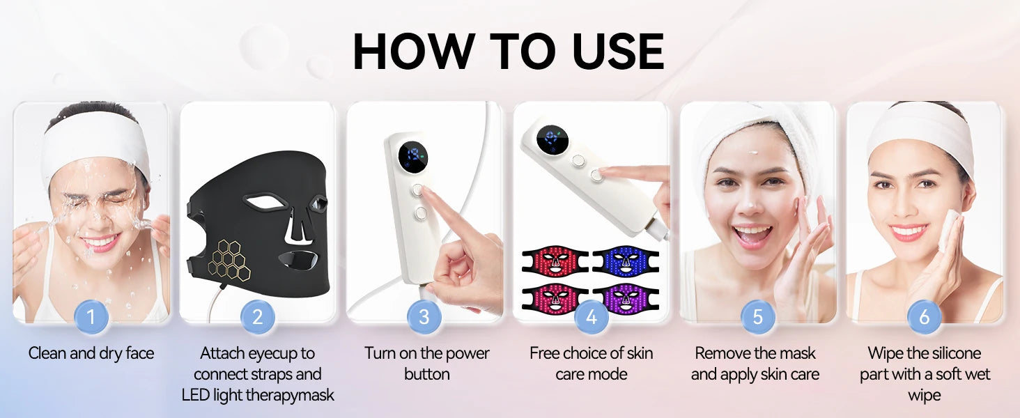 hello face Portable LED Light Therapy Mask – Red, IR, Blue, Acne Appearance, Skin Rejuvenation Home Use