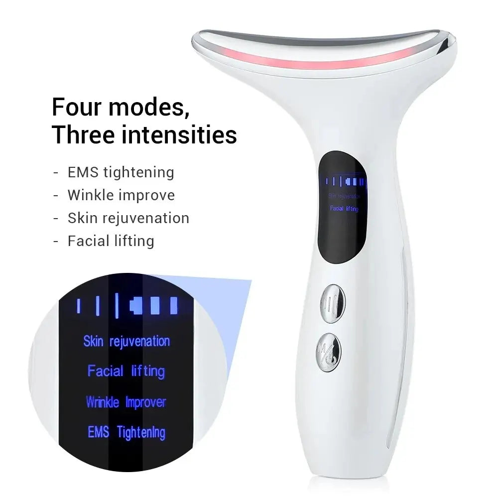 miqmi EMS Microcurrent Neck & Chin Lifting Device – LED Light, Vibration, Anti-Wrinkle Appearance