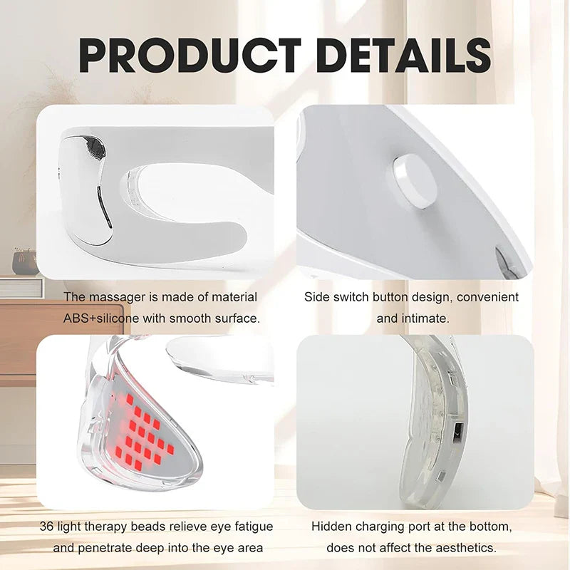 KEMOKO Electric Eye Massager Glasses – LED Light, Vibration, Fatigue Relief, Dark Circle Appearance