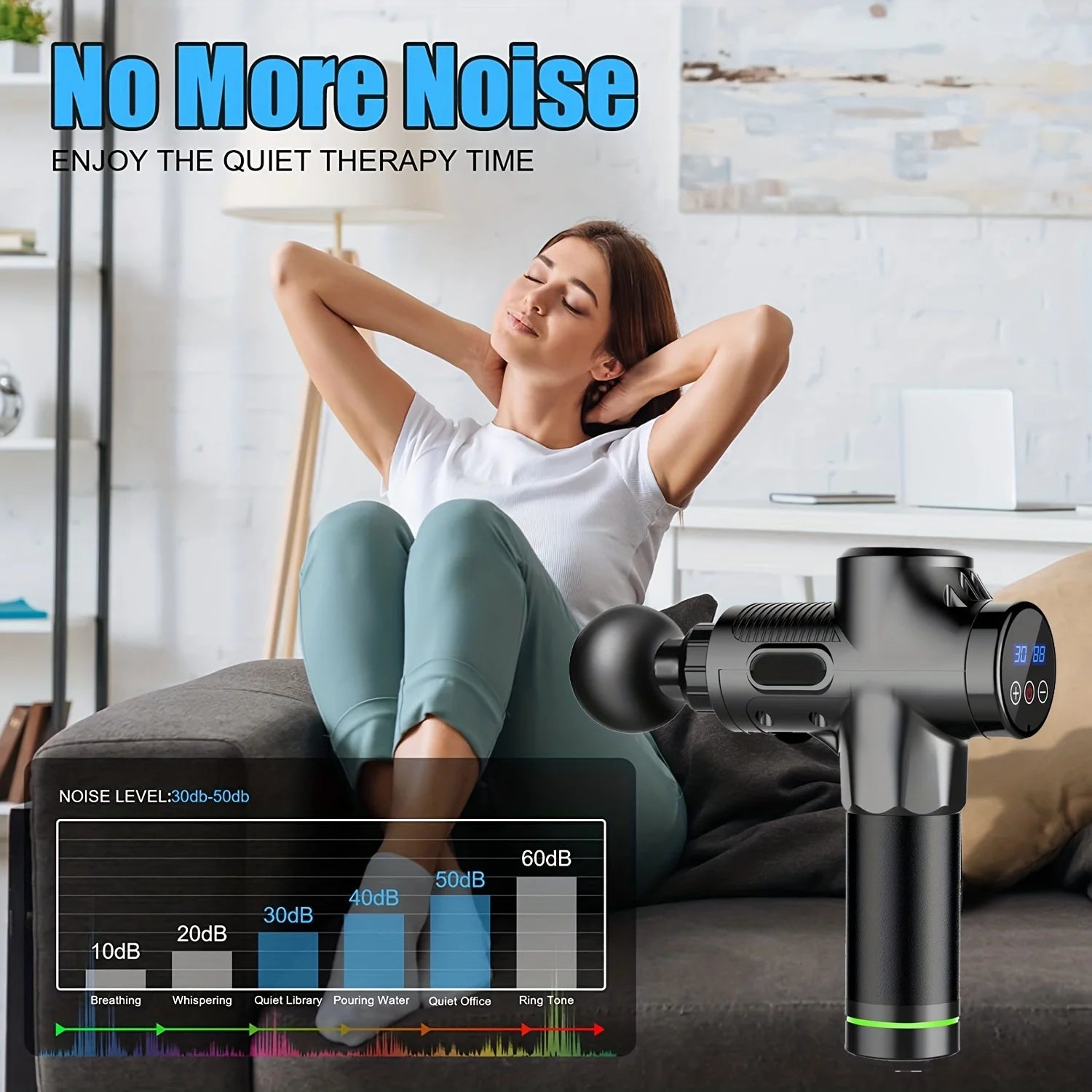 Selfika™ Portable LED Touch Screen Fascia Gun – Deep Tissue Percussion Massager with 4 Replaceable Heads for Muscle Recovery
