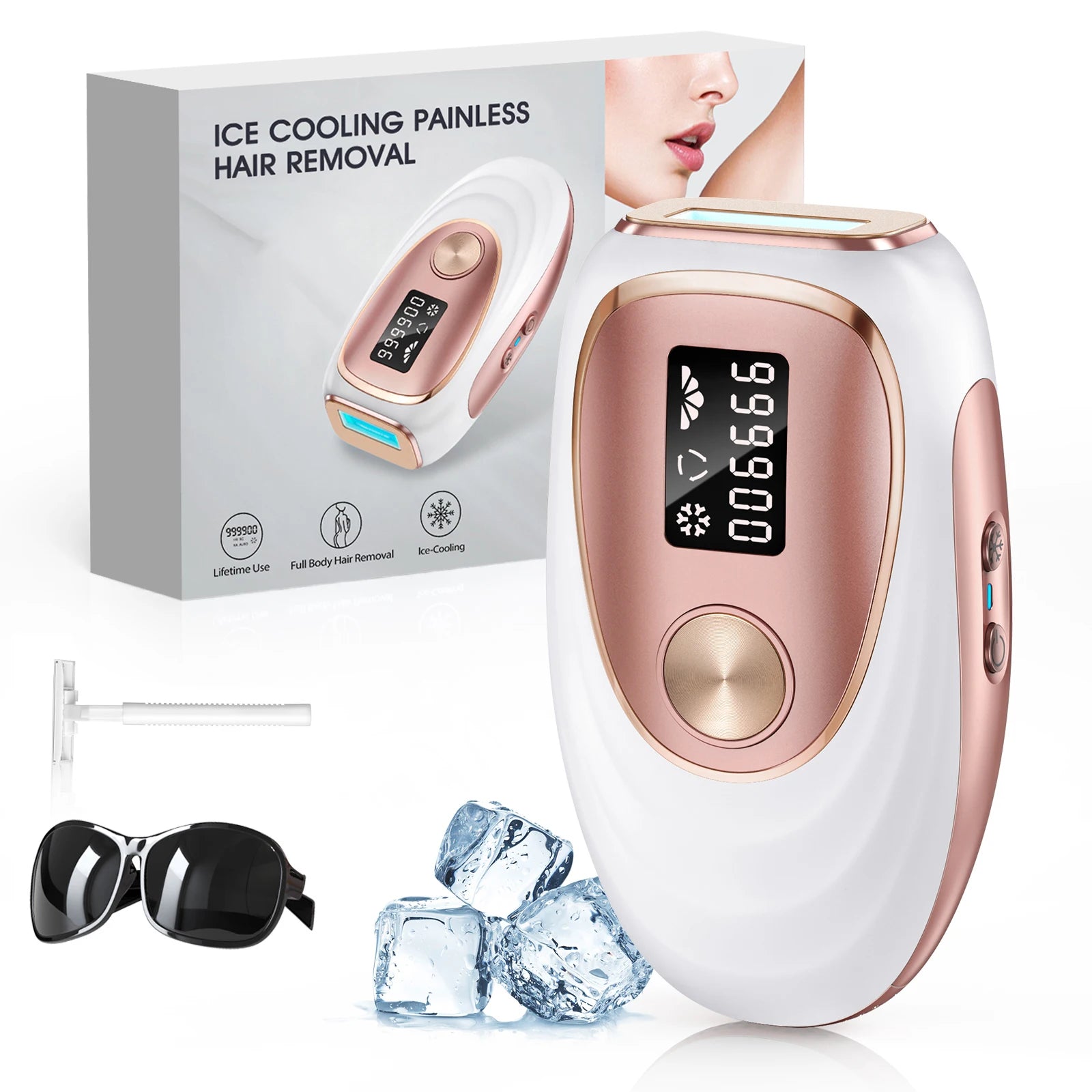 Selfika™ Ice-Cooling IPL Hair Removal Handset with 999900 Flashes