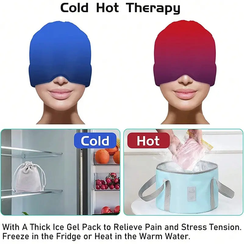 Gel Ice Headache and Migraine Relief Hat Cold Compress Therapy Cap for Relaxation