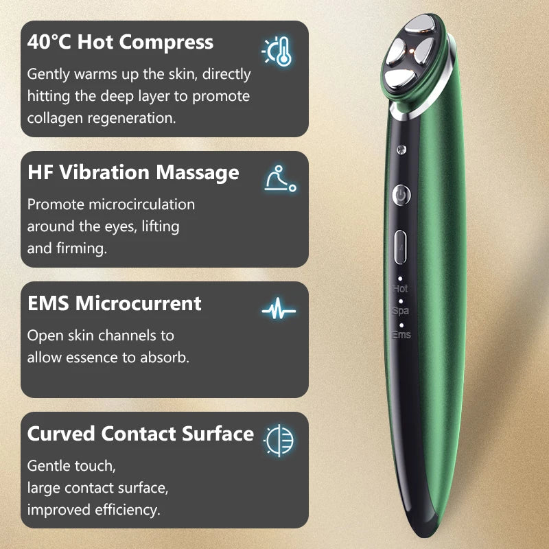 KEMOKO Red Light Facial & Eye Massager Wand – EMS, Heat, Vibration, USB Rechargeable Beauty Tool