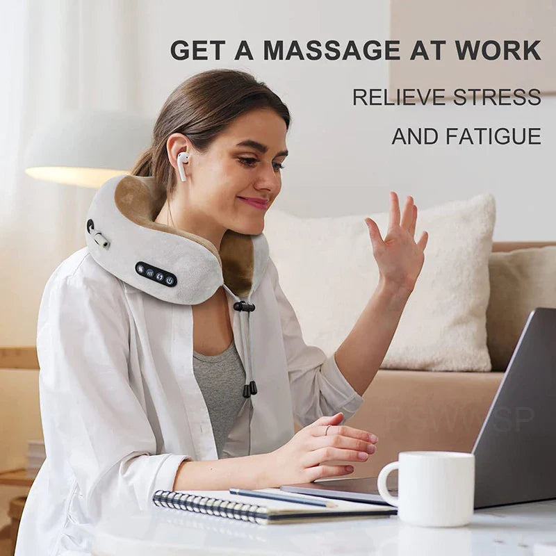 Selfika U-Shaped Memory Foam Electric Neck Massager with Deep-Tissue Kneading & Heat