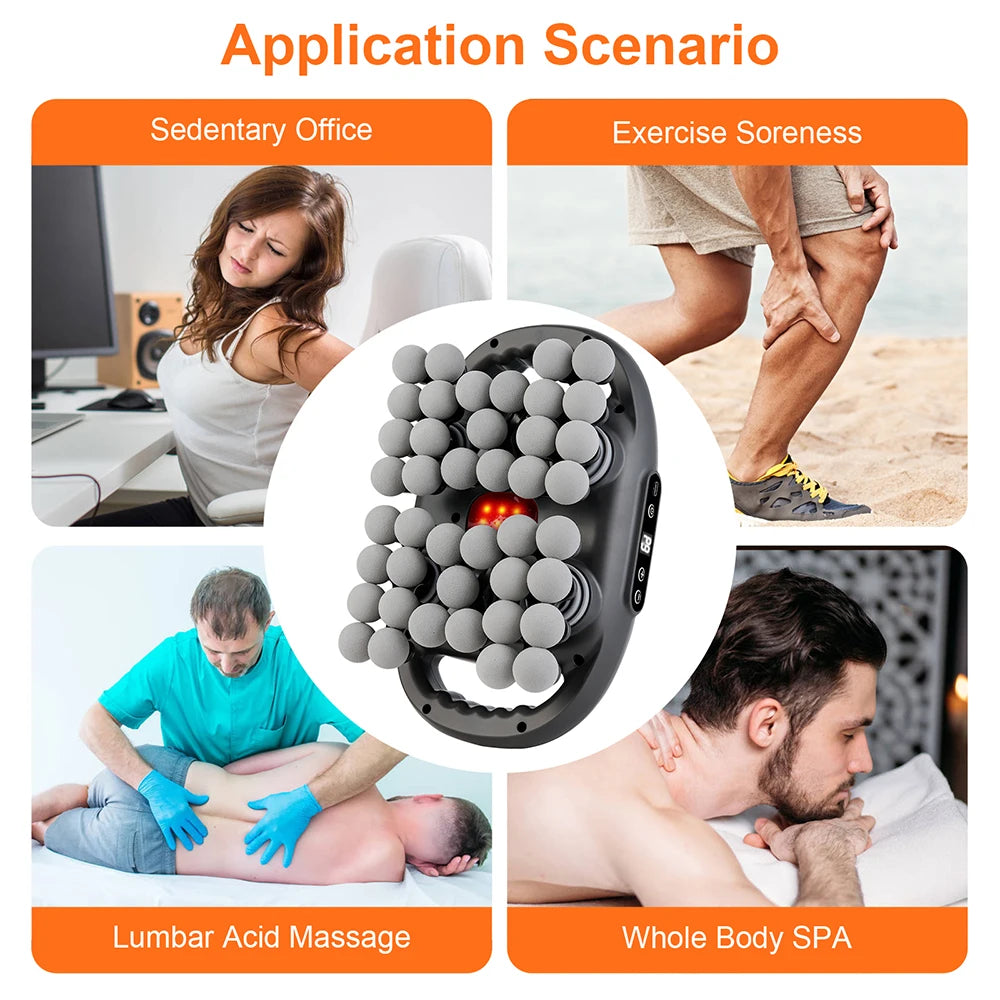 Selfika™ 42-Head Professional Fascia Gun – High-Frequency Deep Body Massager with Red Light Hot Compress & 50kg Thrust