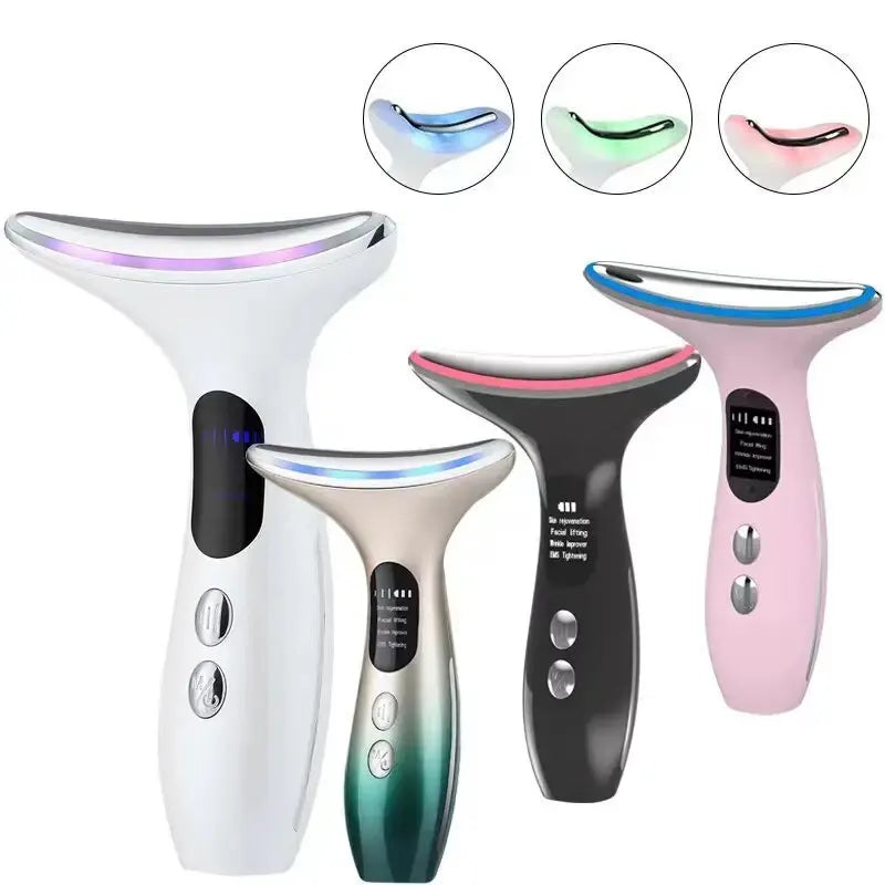 miqmi EMS Microcurrent Neck & Chin Lifting Device – LED Light, Vibration, Anti-Wrinkle Appearance