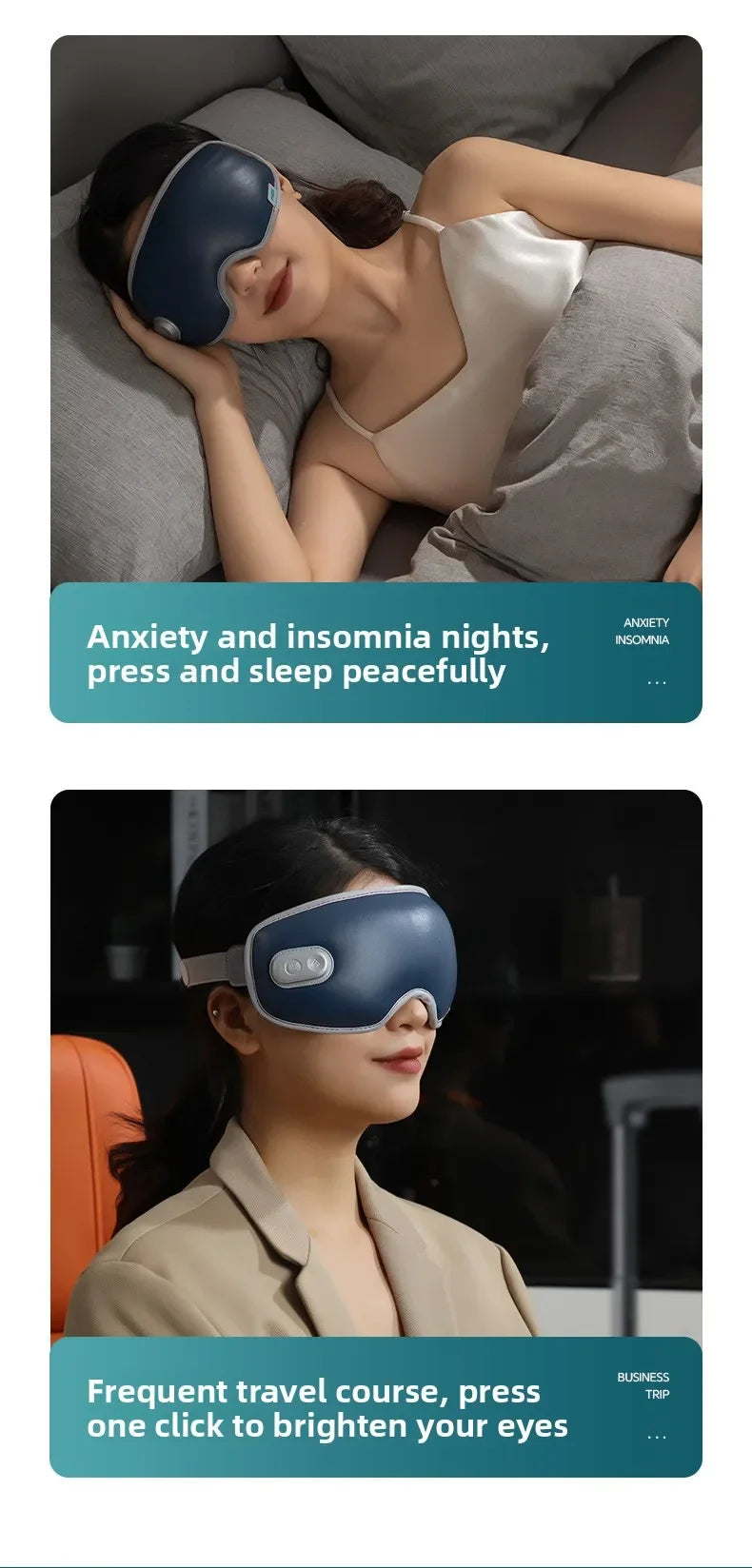 CAMMUO Electric Heated Eye Massager with 7 Massage Modes and Hot Compress for Relaxation