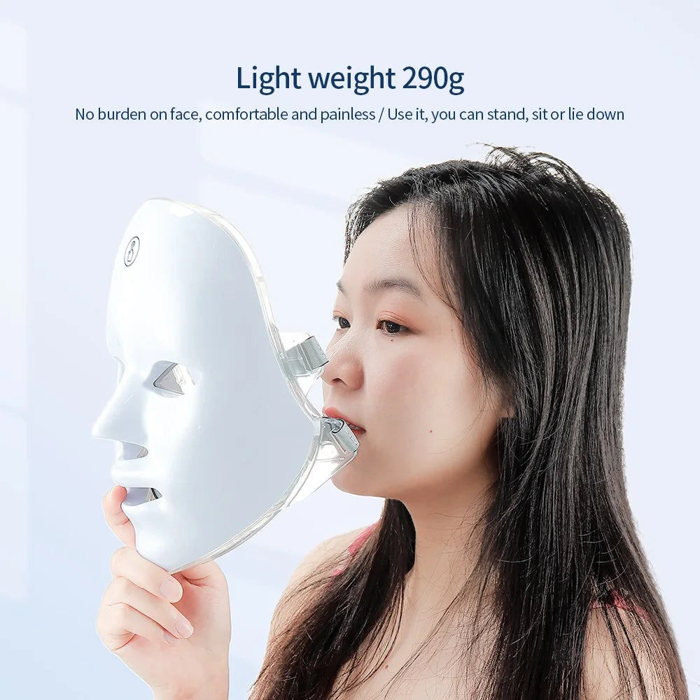 foreverlily 7-Color LED Light Therapy Mask – Facial & Neck Skin Care Massager (Electric)
