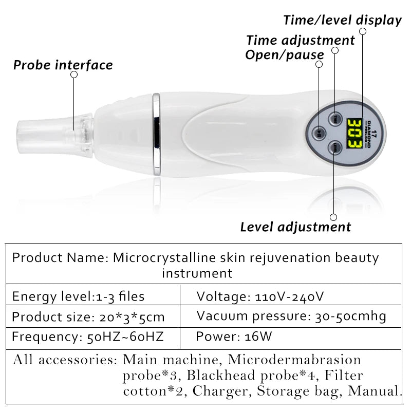 Selfika™ Diamond Microdermabrasion Machine Facial Pore Cleaner