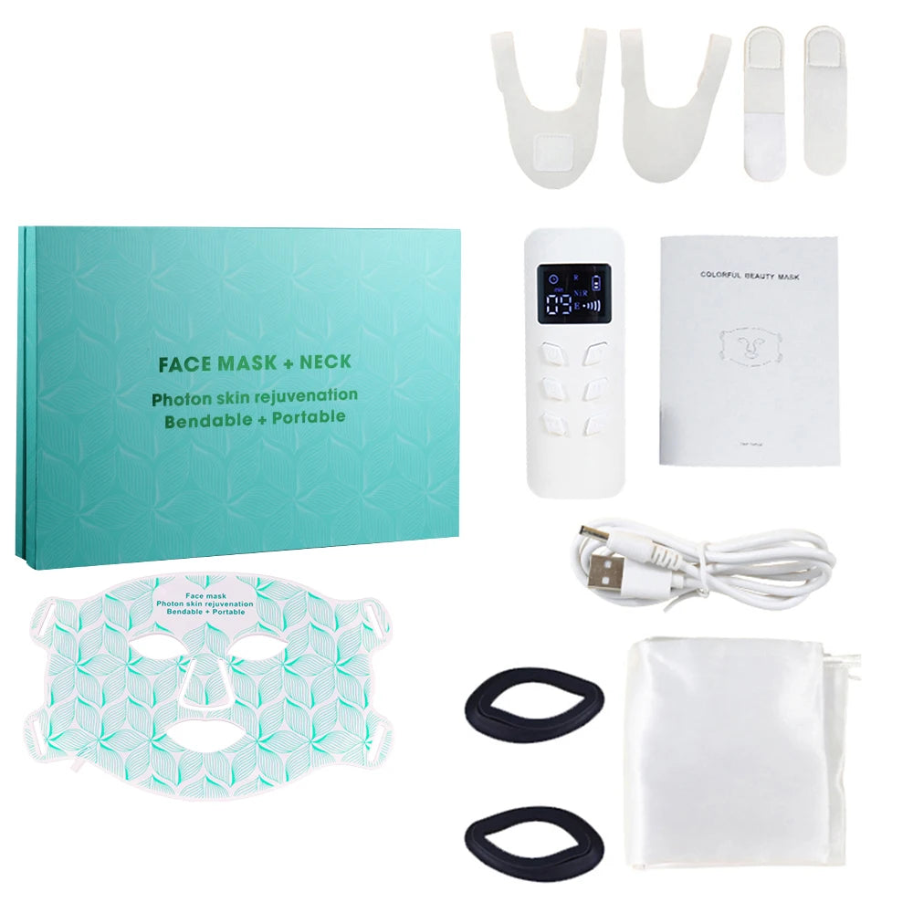UBilli 8-Color + IR Silicone LED Face & Neck Mask – Light Therapy, Anti-Aging Appearance, Acne Control