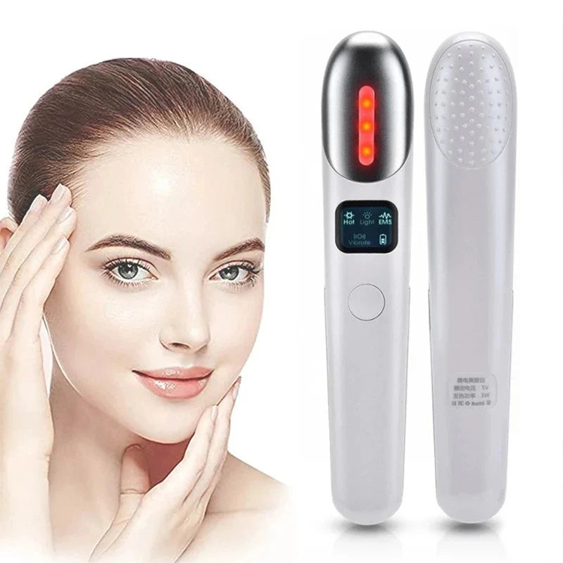 miitina EMS Microcurrent Facial Wand – Red Light, Heat, Vibration, Anti-Wrinkle Appearance, USB Rechargeable