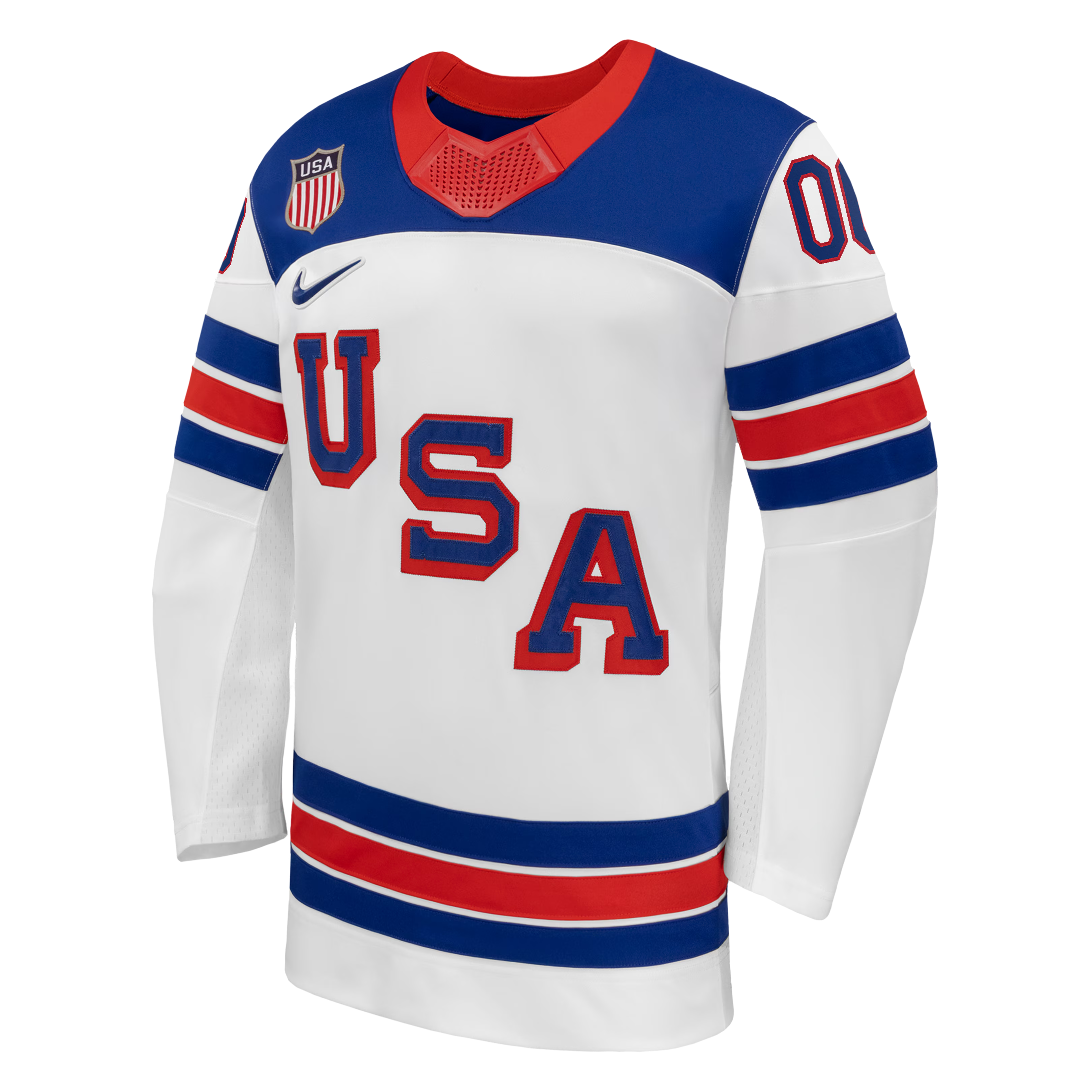 USA Hockey Authentic Nike 2026 Away Supporter Edition Custom Jersey – White/Blue/Red - Jersey Teams World