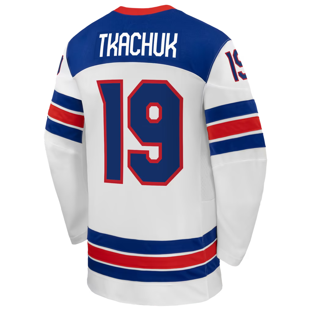 Selfika Matthew Tkachuk Nike US Hockey 2026 Away Jersey