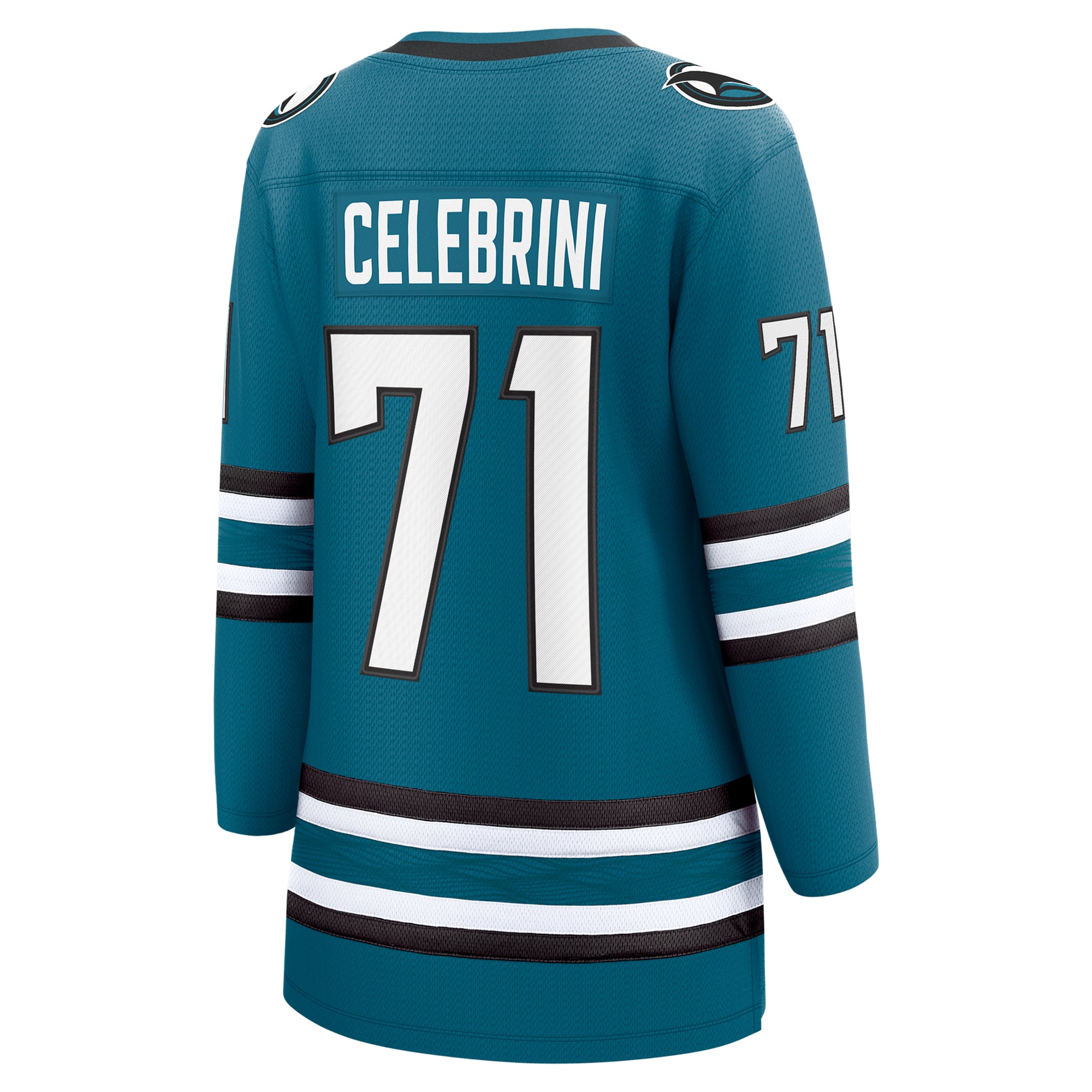 Selfika Women's Fanatics Macklin Celebrini Teal Sharks Jersey