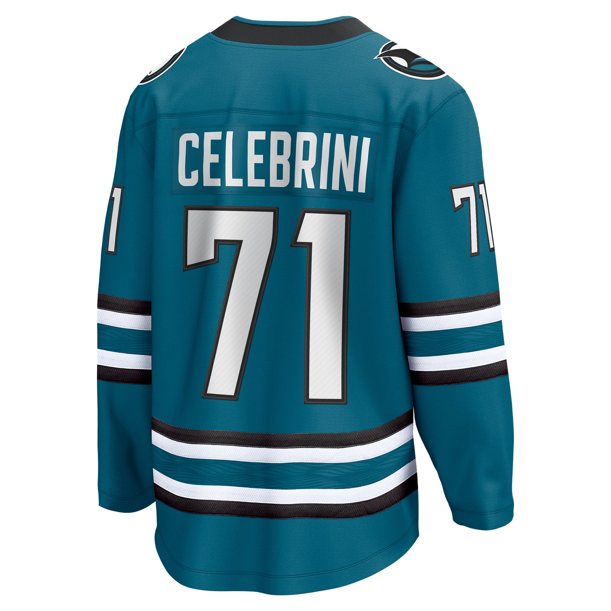 Selfika Macklin Celebrini Sharks Fanatics Jersey Teal