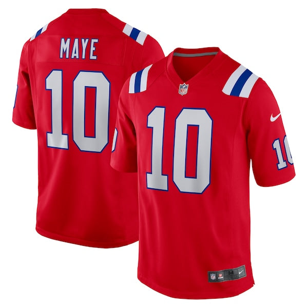 Nike Drake Maye New England Patriots Game Jersey Red