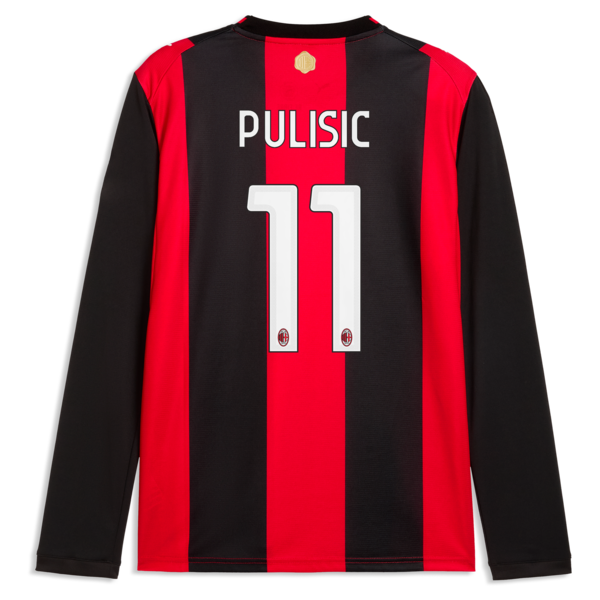 Puma Christian Pulisic AC Milan 2026/27 Home Replica Long Sleeve Jersey Black/Red