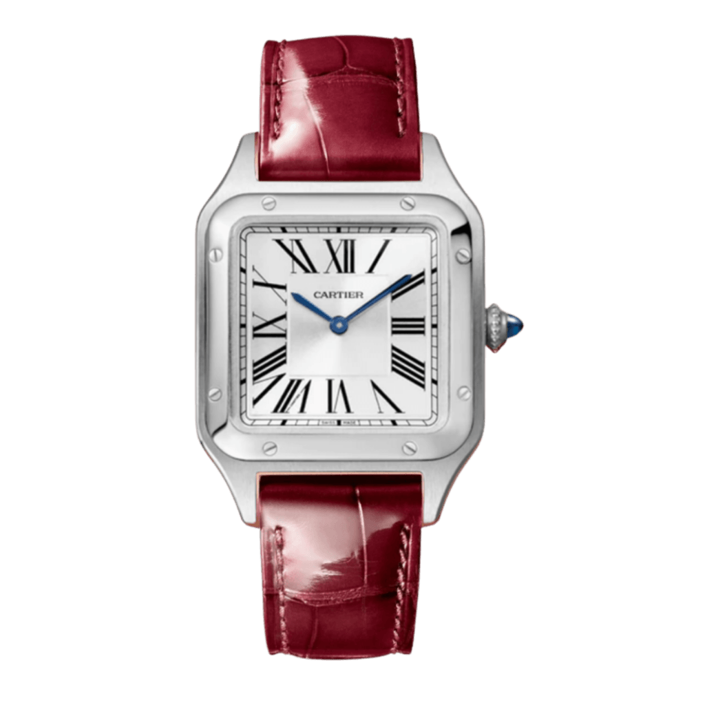 Selfika™ Santos-Dumont Small Model Bordeaux Leather Watch