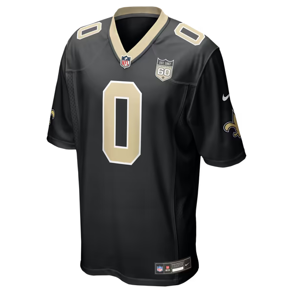 Jordyn Tyson New Orleans Saints Nike 60th Season Patch Game Jersey - Black