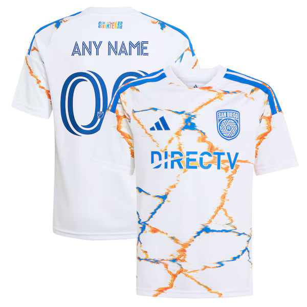 Adidas San Diego FC Youth 2026 Unprecedented Unity Kit Replica Custom Jersey White