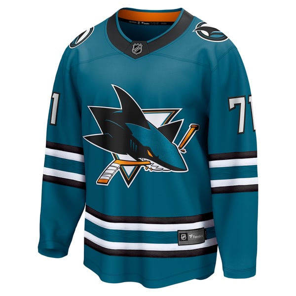Selfika Macklin Celebrini Sharks Fanatics Jersey Teal