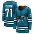 Selfika Women's Fanatics Macklin Celebrini Teal Sharks Jersey