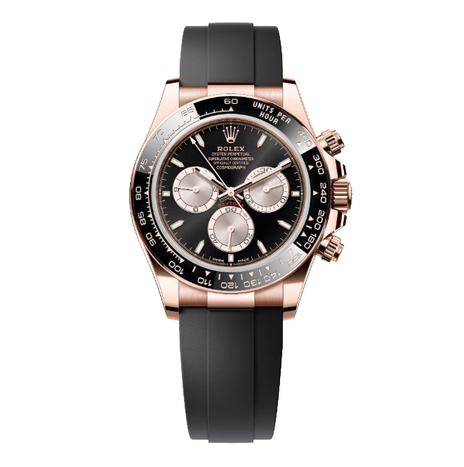 Selfika™ Men's Daytona Everose Gold Black Dial 1.6 in Watch