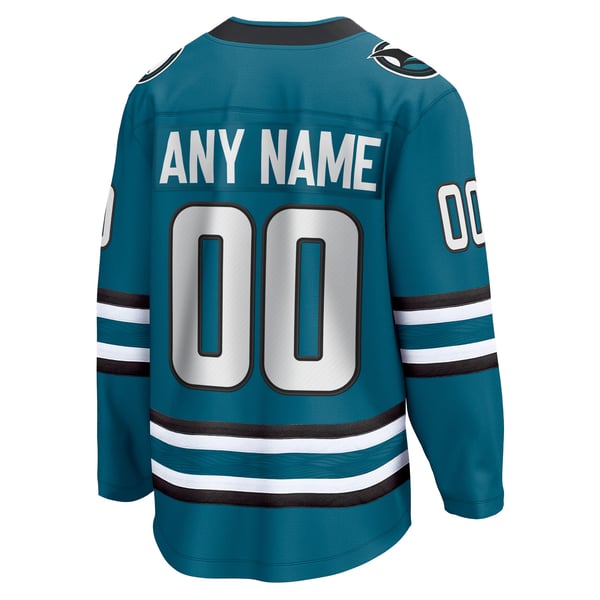 Selfika Fanatics San Jose Sharks Home Breakaway Custom Jersey - Teal