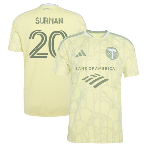 Adidas Finn Surman Portland Timbers 2026 Civic Stadium Kit Replica Jersey Yellow