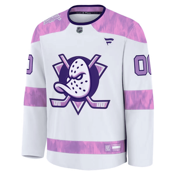 Selfika Fanatics Anaheim Ducks Hockey Fights Cancer Practice Jersey
